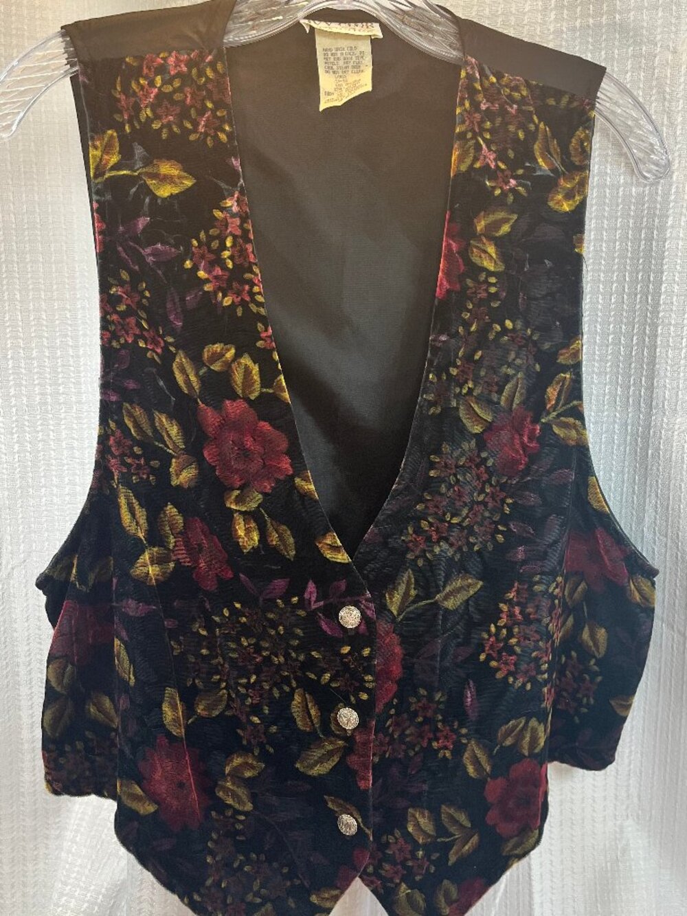Vintage Ivy Club Classics Floral Velveteen Vest size L